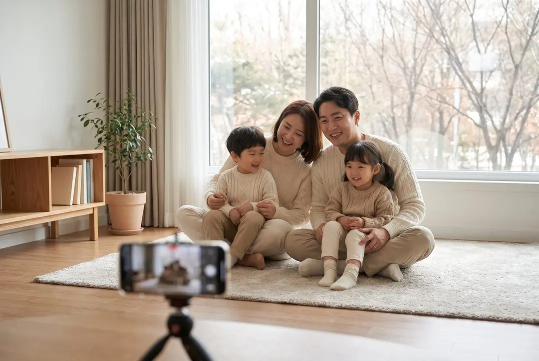 연말 가족사진 집에서 찍는 법